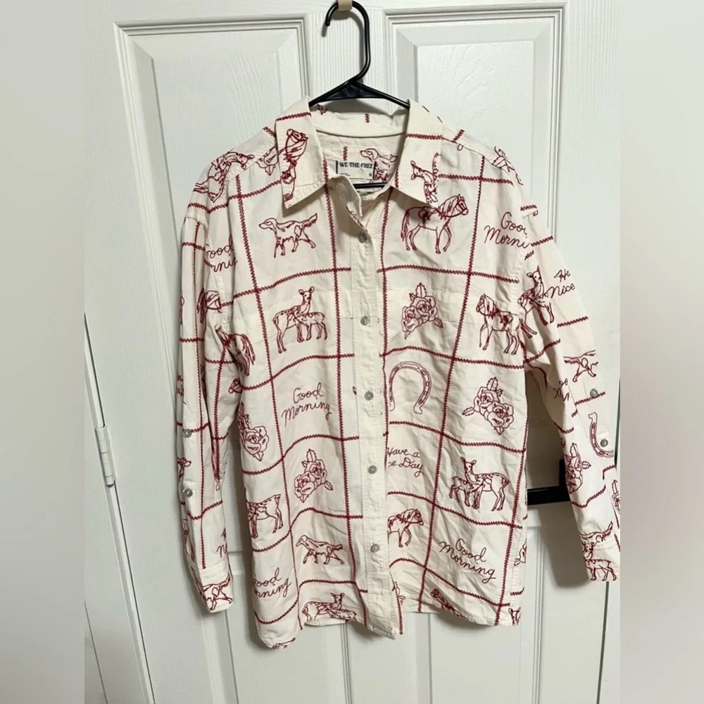 Free People We The Free Have A Nice Day western equestrian blouse Top RARE - Picture 3 of 5